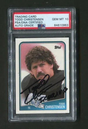 1988 Topps Todd Christensen #330 PSA/DNA Certified 10 Signed Football Card