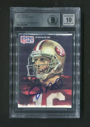 1991 Pro Set Joe Montana #387 BGS 10 Autograph Signed Football Card