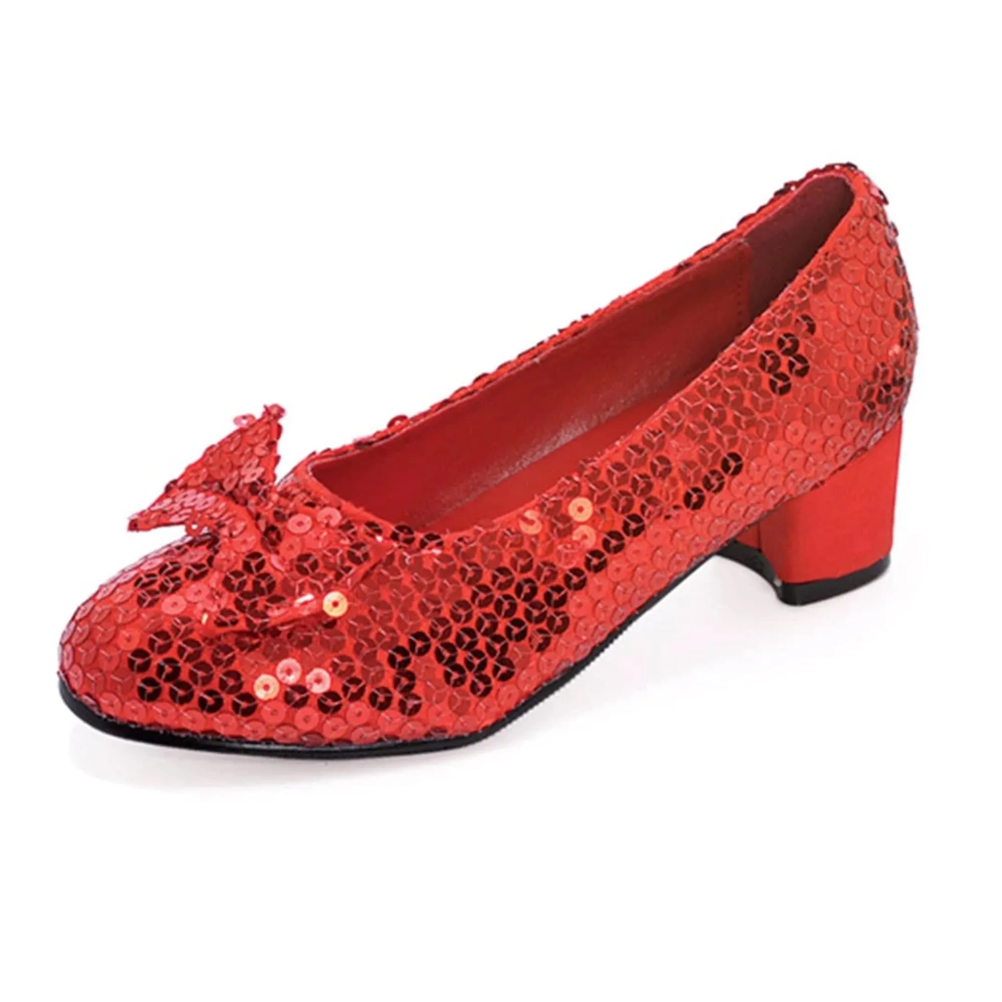 1" Heel Sequined Red Slipper Shoe Child