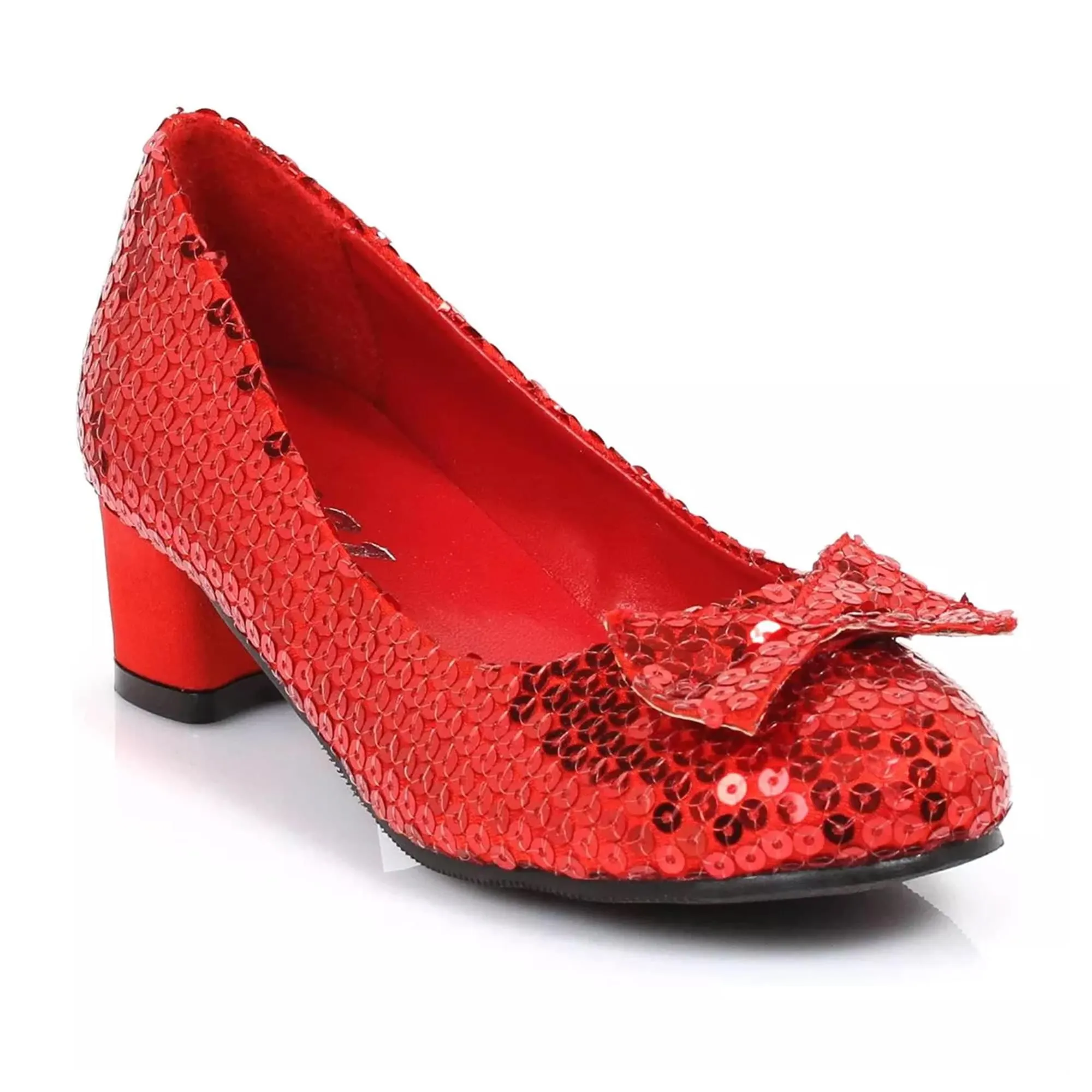 1" Heel Sequined Red Slipper Shoe Child