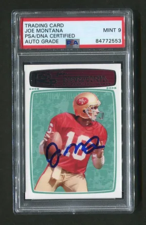 2008 Topps Retro Joe Montana #160 PSA/DNA MINT 9 Signed Football Card