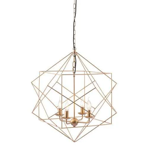 24.8" X 24.8" X 72.8" Gold Painted Metal Ceiling Lamp