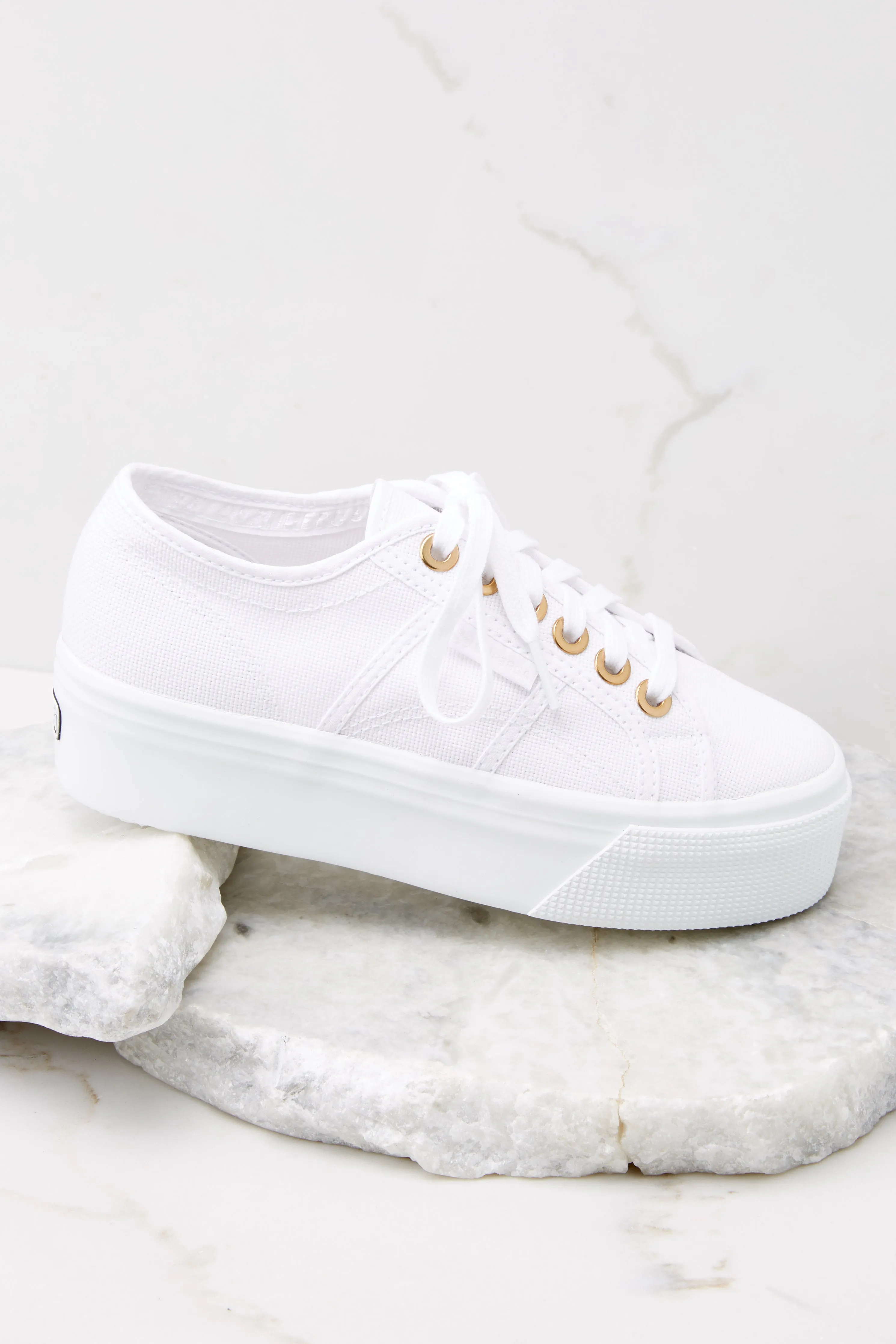 2790 Big Eyelet White And Gold Platform Sneakers