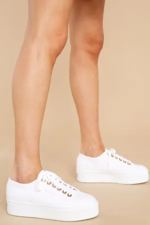 2790 Big Eyelet White And Gold Platform Sneakers