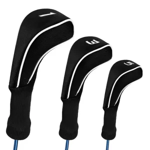 3 in 1 No.1 / No.3 / No.5 Golf Club Protective Cover(Black)