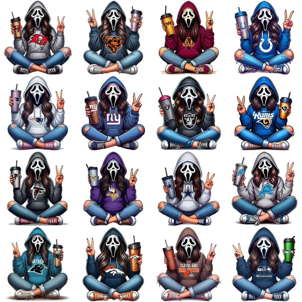 32 Movie Ghost Girl Football Designs Bundle PNG