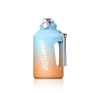 3800ml Large Capacity Gradient Straw Cup Sports Bottle With Scale(Blue)