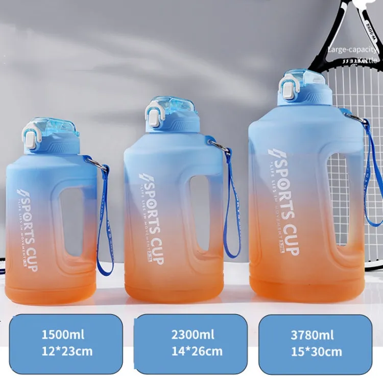 3800ml Large Capacity Gradient Straw Cup Sports Bottle With Scale(Blue)