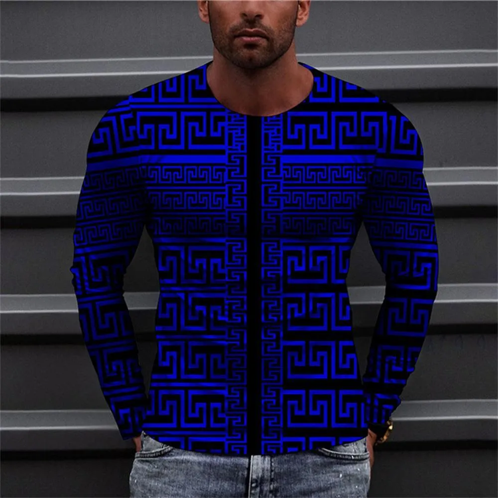 3D Graphic Printed Long Sleeve Shirts Geometric Art