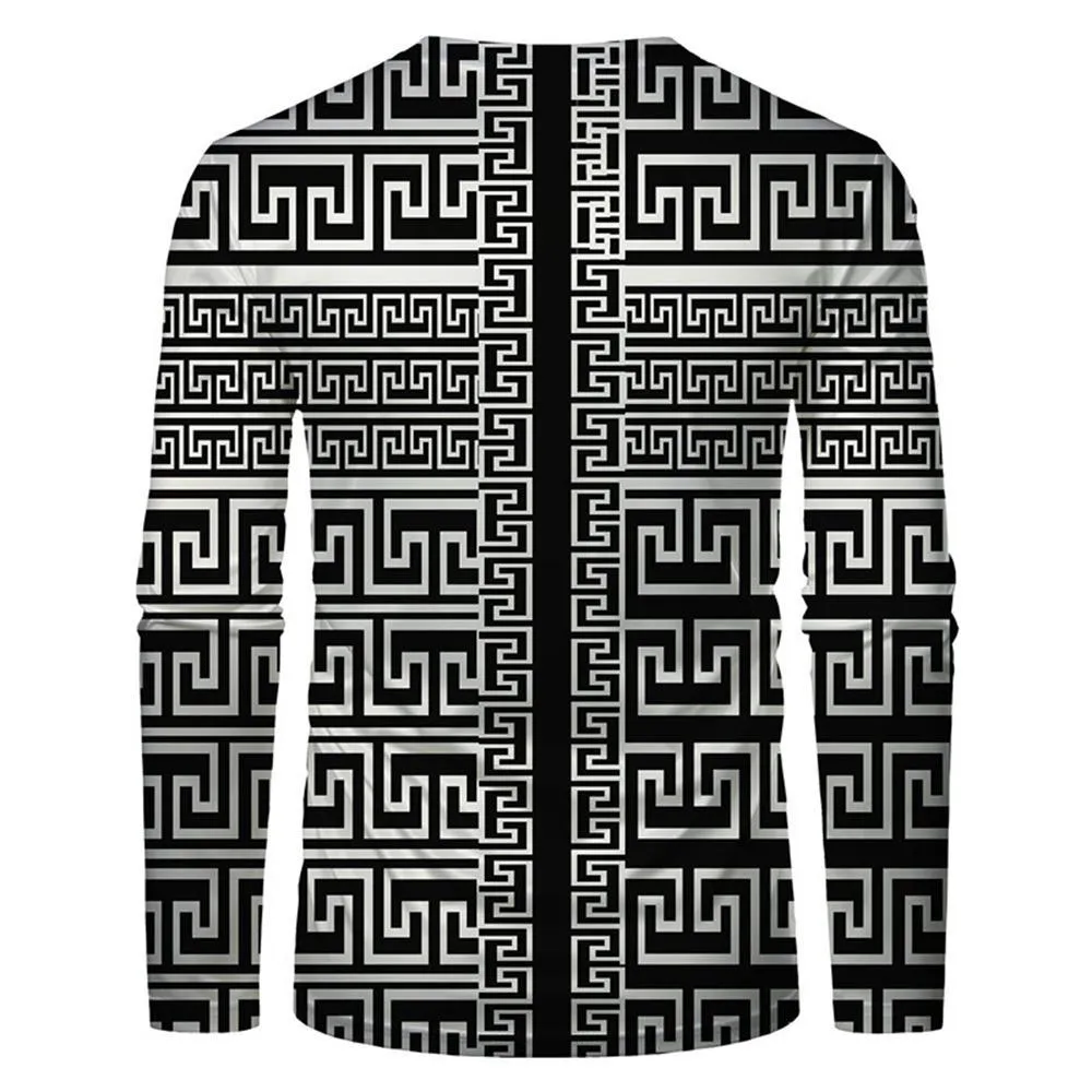 3D Graphic Printed Long Sleeve Shirts Geometric Art