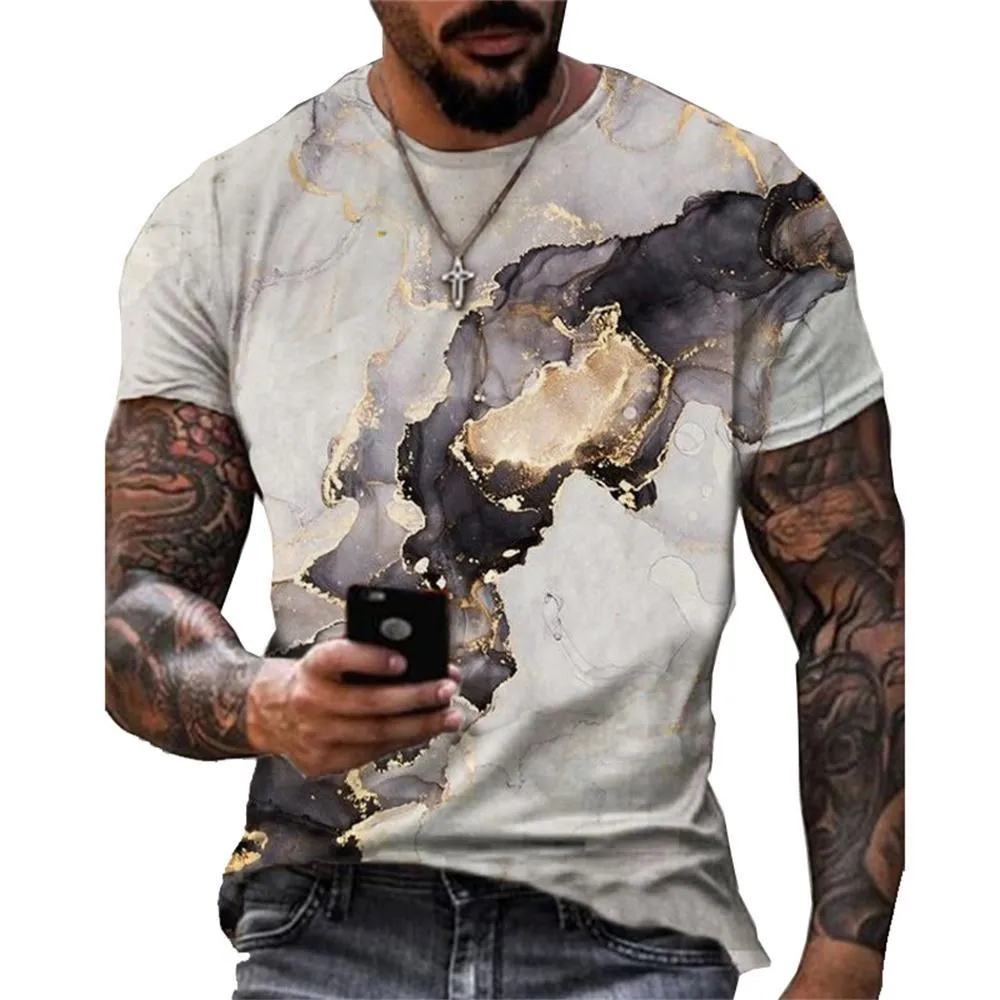 3D Graphic Printed Short Sleeve Shirts  Geometric Crack