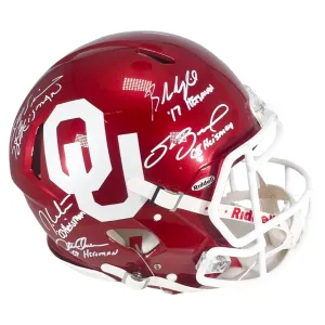 5 Heisman Winners Signed Heisman Inscription Oklahoma Sooners Authentic Speed Full-Size Football Helmet (JSA)