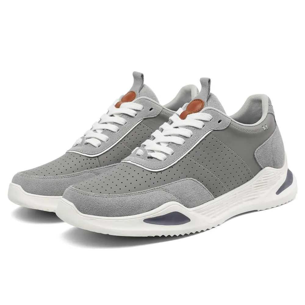 7 CM/2.76 Inches CMR CHAMARIPA Men's Elevator Sneakers - Gray Suede Height Increasing Shoes