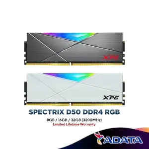 ADATA XPG Spectrix D50 16GB (8GB X2) DDR4 RGB 3200MHz Desktop PC Gaming RAM