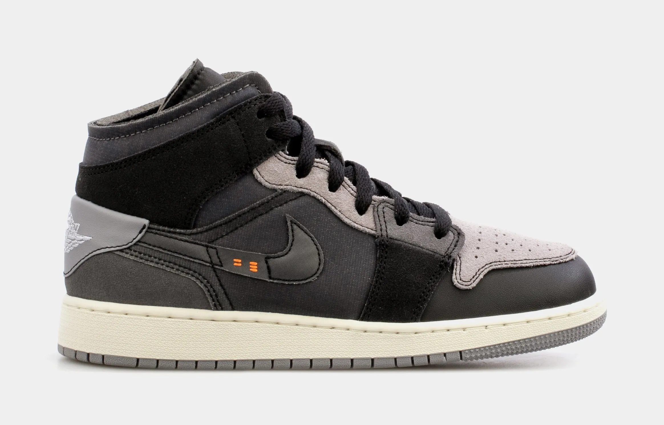 Air Jordan 1 Mid Craft Inside Out Grade School Lifestyle Shoes (Black/Grey)