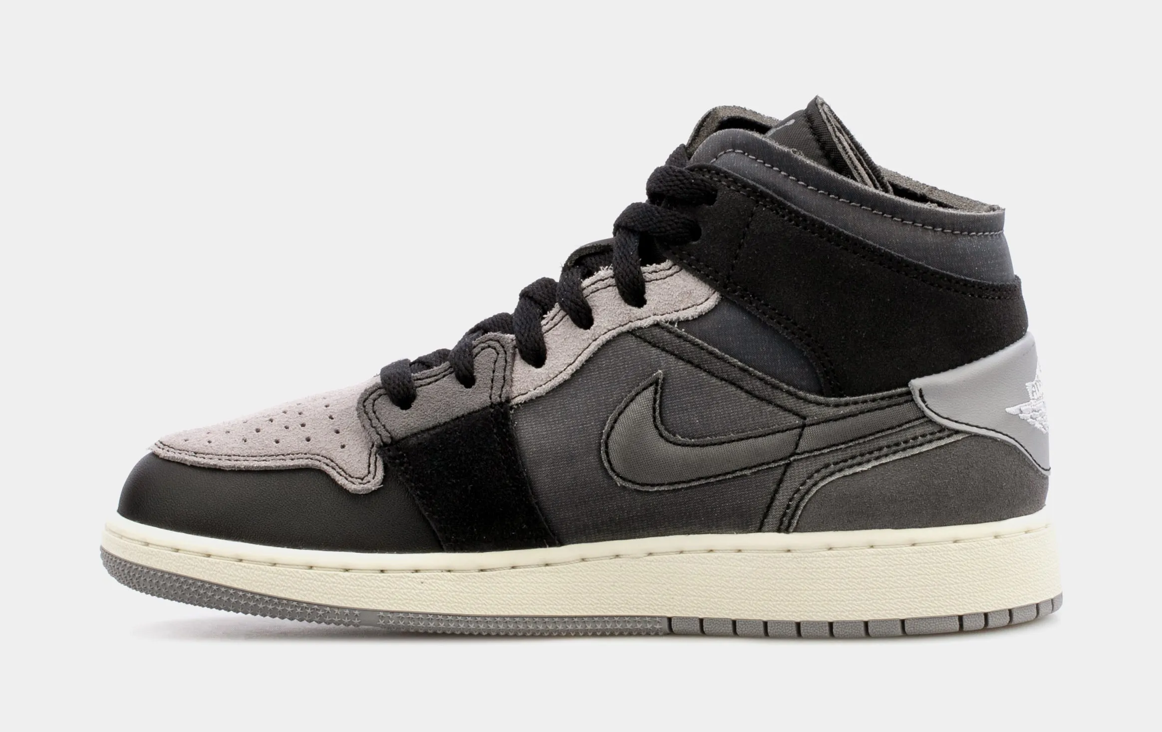 Air Jordan 1 Mid Craft Inside Out Grade School Lifestyle Shoes (Black/Grey)