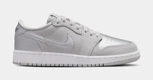 Air Jordan 1 Retro Low OG Metallic Silver Grade School Lifestyle Shoes (Neutral Grey/Metallic Silver/White)