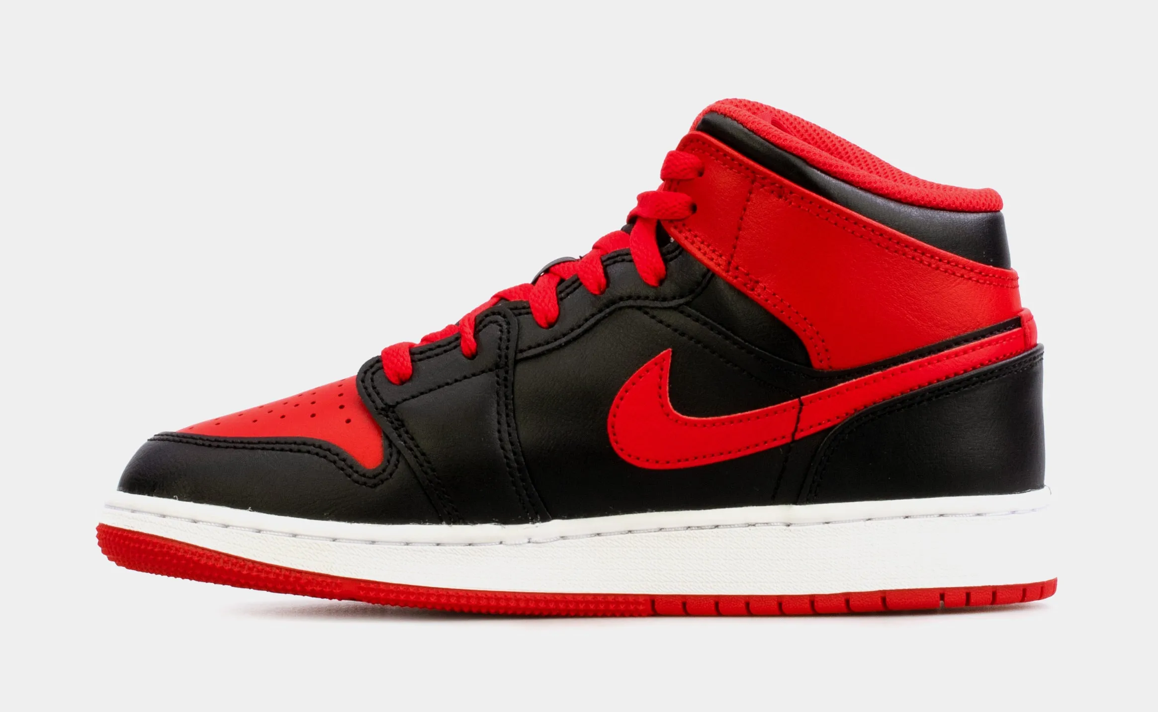 Air Jordan 1 Retro Mid Alternate Bred Grade School Lifestyle Shoes (Black/Red) Free Shipping