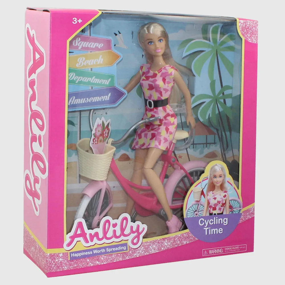 Anlily Cyclist Doll Pink Bicycle Set