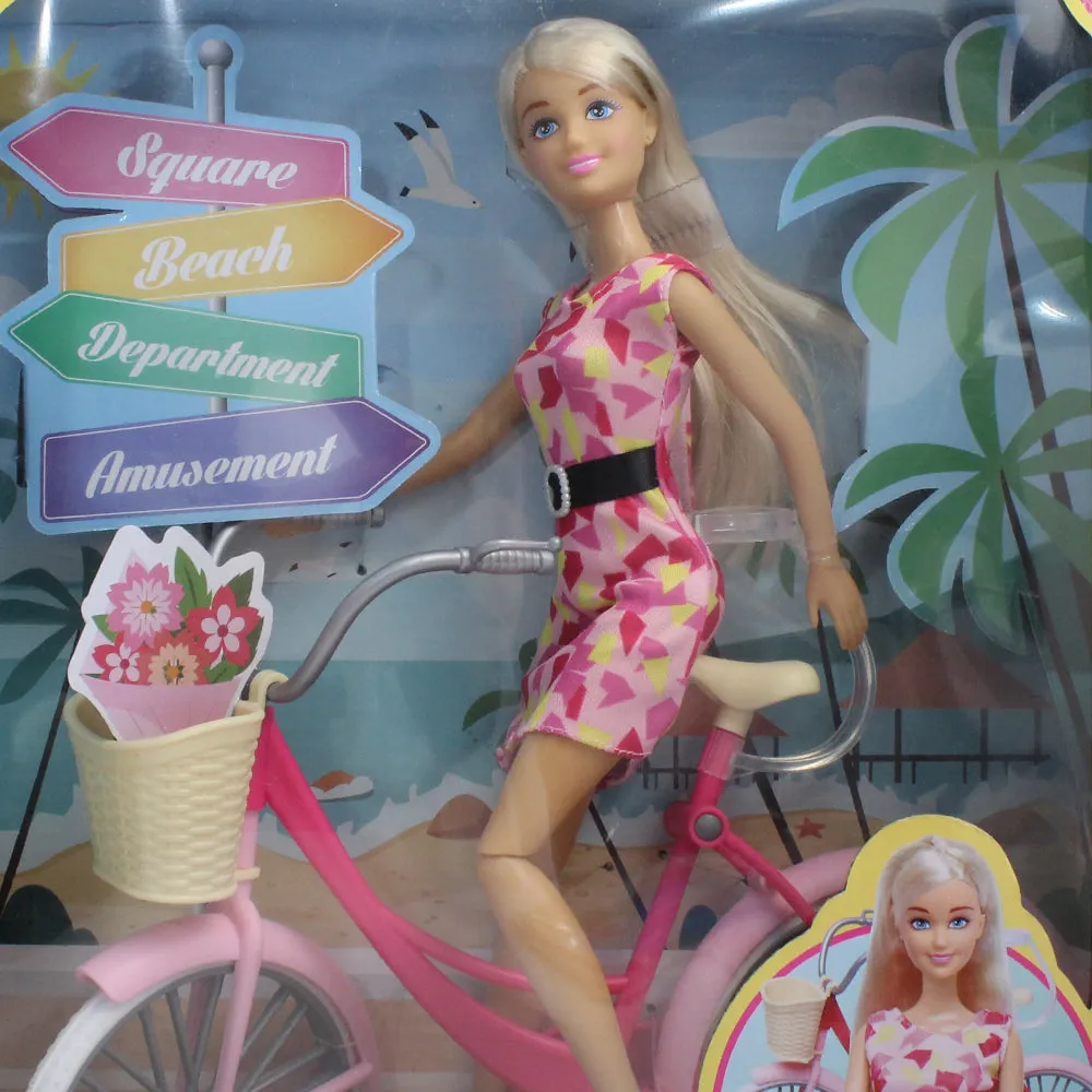 Anlily Cyclist Doll Pink Bicycle Set