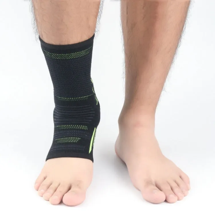 Anti-Sprain Silicone Ankle Support Basketball Football Hiking Fitness Sports Protective Gear, Size: M (Black Green)