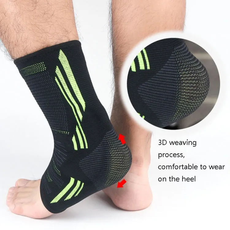 Anti-Sprain Silicone Ankle Support Basketball Football Hiking Fitness Sports Protective Gear, Size: M (Black Green)