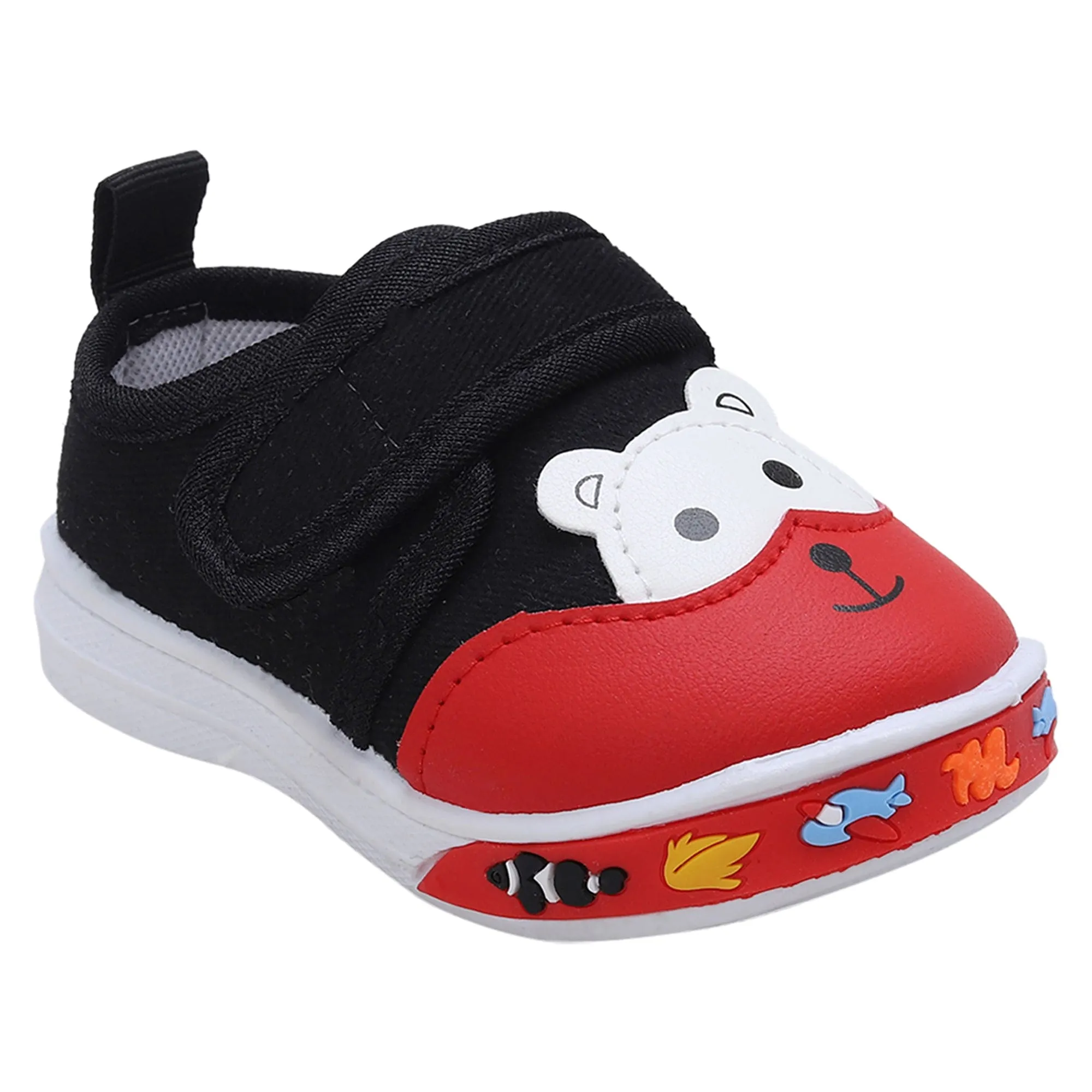 Baby Moo Blissful Bear Velcro Strap Anti-Skid Chu Chu Sound Sneakers - Black