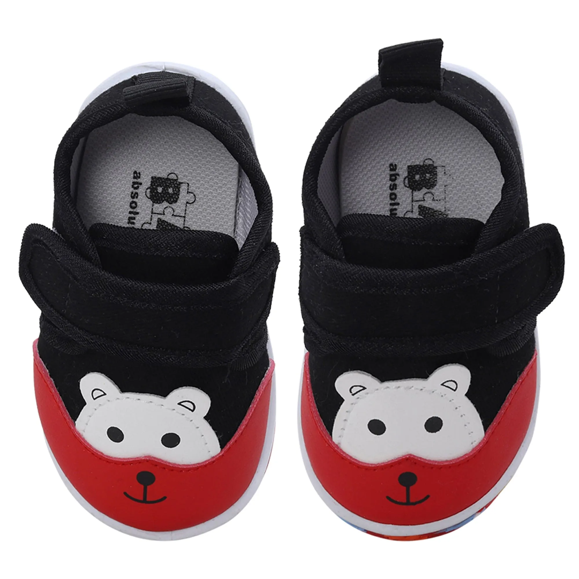 Baby Moo Blissful Bear Velcro Strap Anti-Skid Chu Chu Sound Sneakers - Black