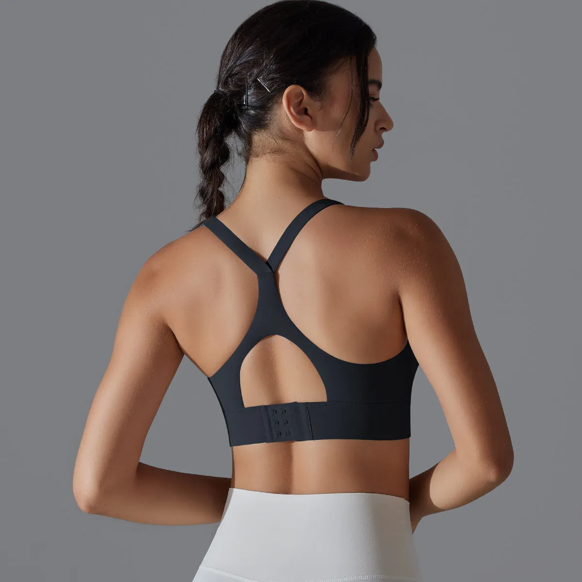 Backless Yoga Vest Shock-Absorbing Buckle Sports Cross Beauty Back Fitness Bra