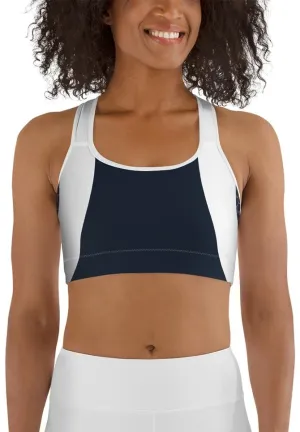 Beehive Geometric Sports Bra Navy Blue