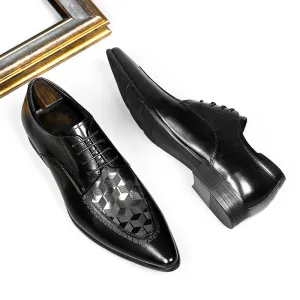 Black Geometric Cube Derby Shoes