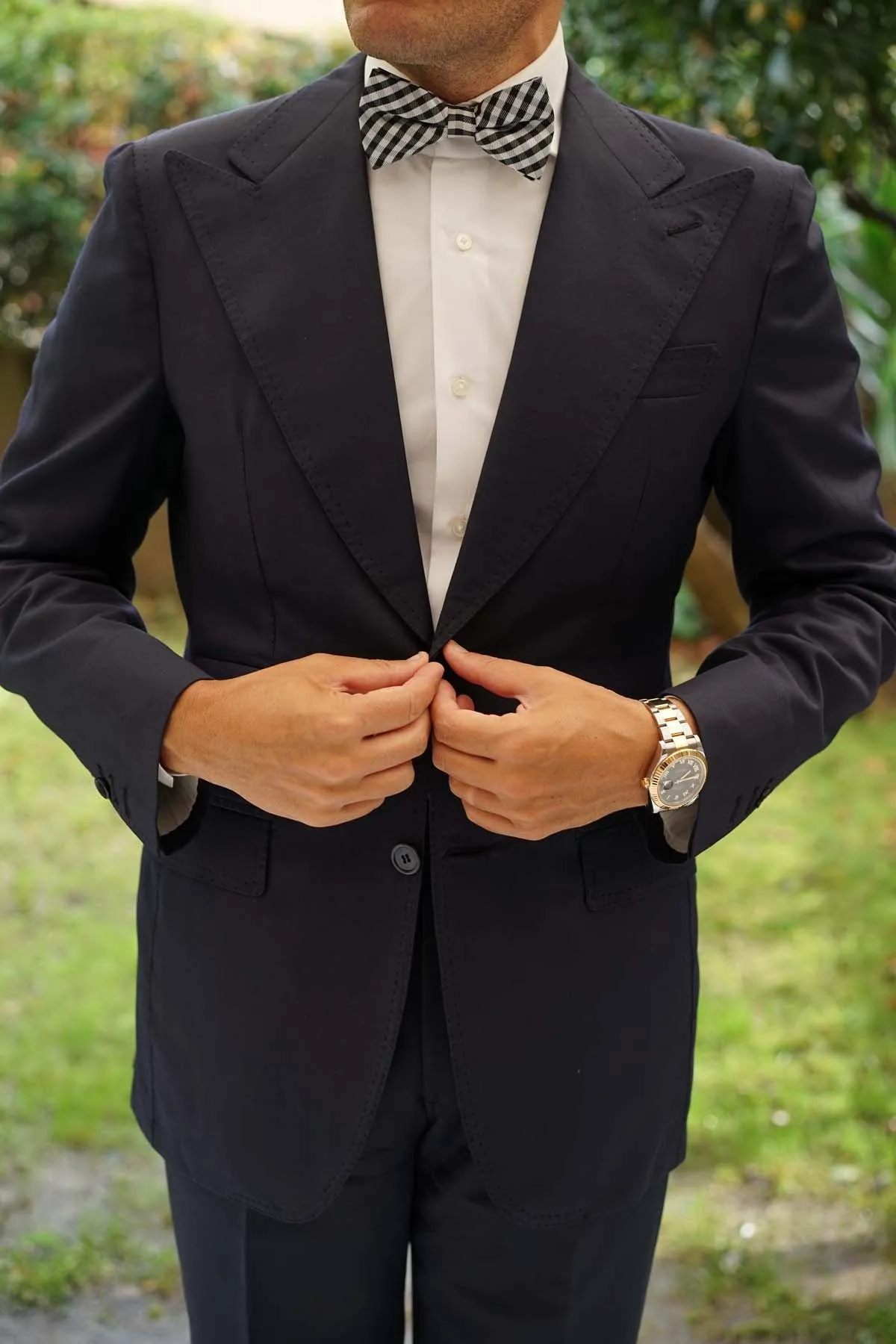 Black Gingham Bow Tie