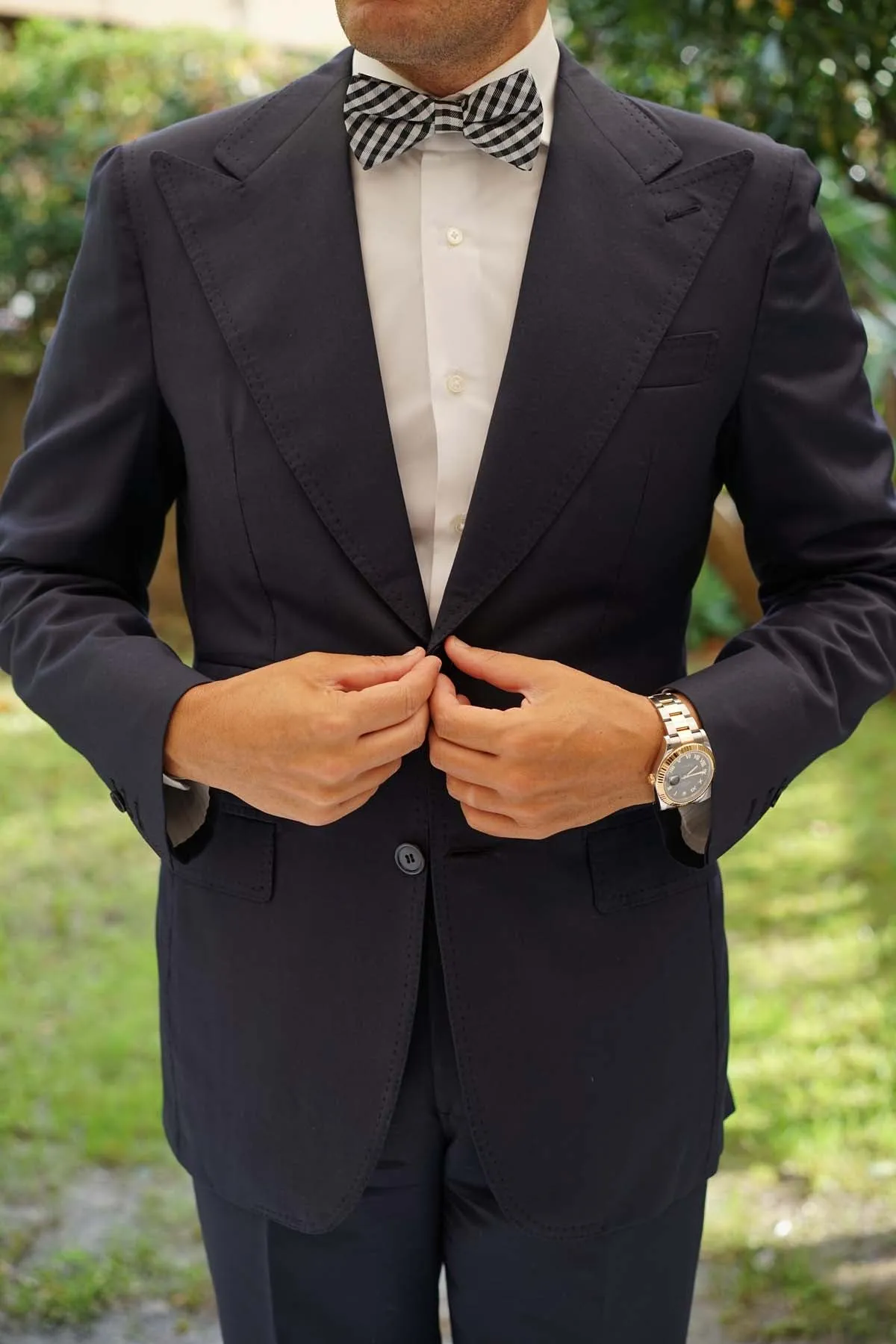 Black Gingham Bow Tie