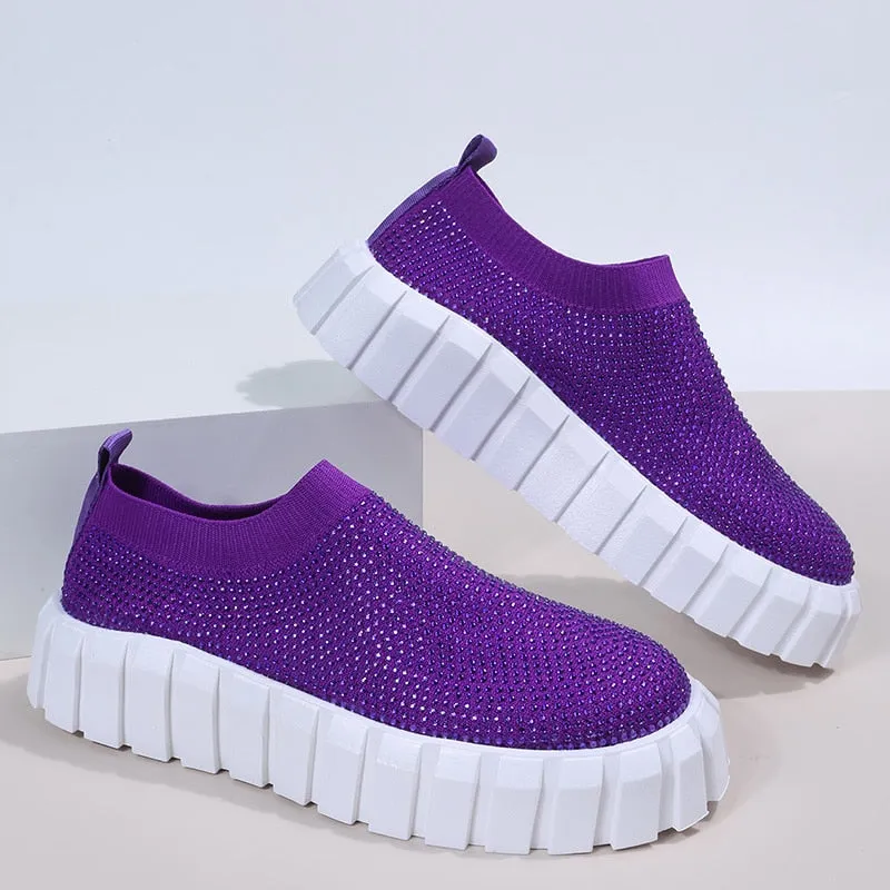 Bling Bling Female Mesh Platform Vulcanized Shoes