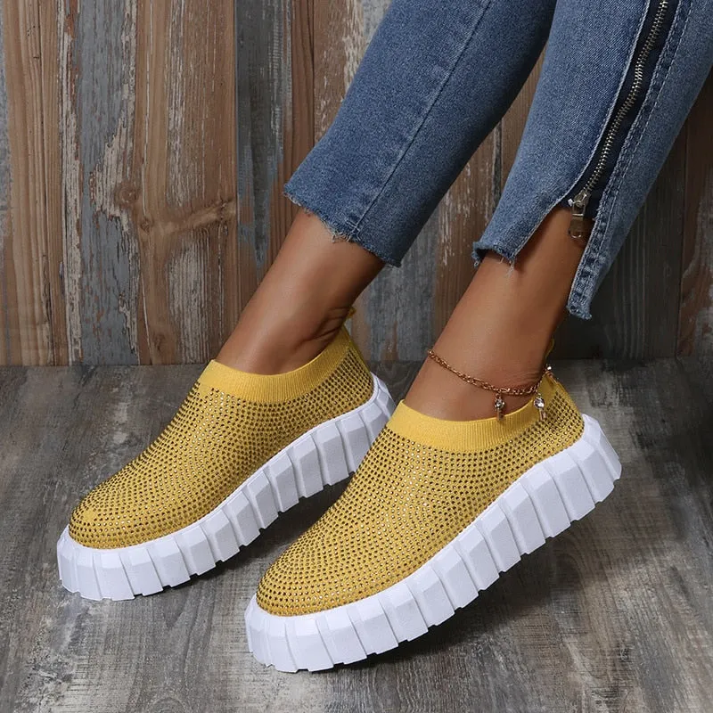 Bling Bling Female Mesh Platform Vulcanized Shoes