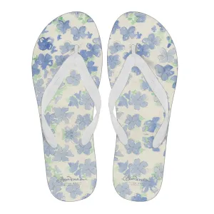 Blu&White Watercolor Floral Flip Flops