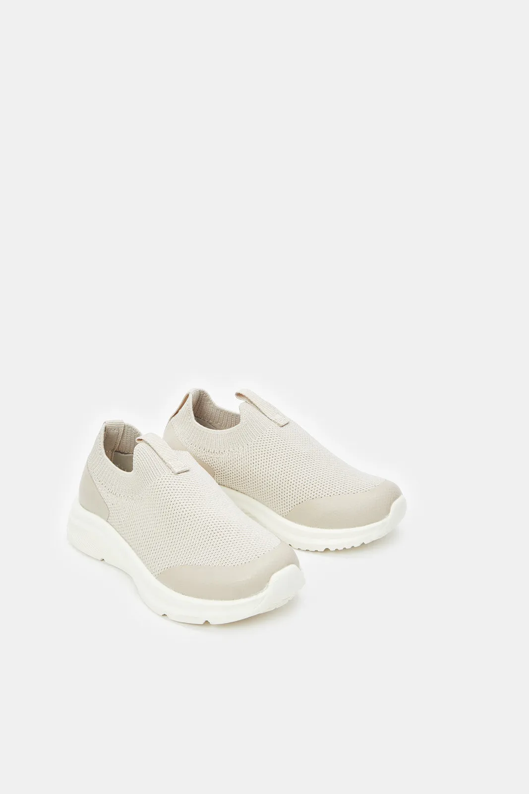 Boys Beige Slip On Chunky Sneaker