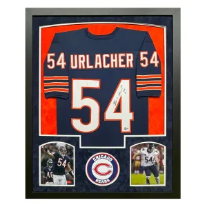 Brian Urlacher Signed HOF 18 Chicago Blue Custom Suede Framed Football Jersey (Beckett)