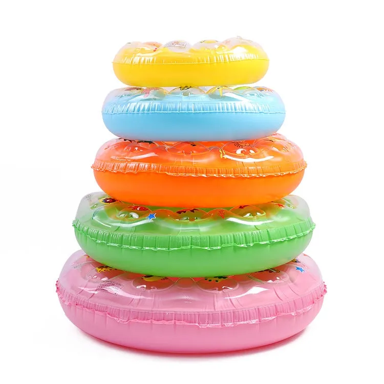 Cartoon Pattern Double Airbag Thickened Inflatable Swimming Ring Crystal Swimming Ring, Size:60 cm(Yellow)