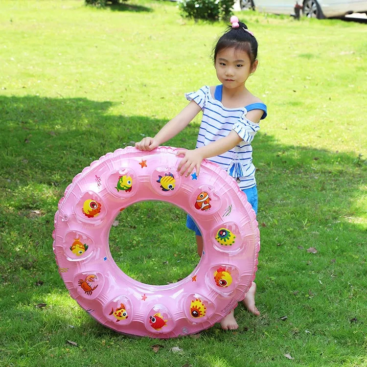 Cartoon Pattern Double Airbag Thickened Inflatable Swimming Ring Crystal Swimming Ring, Size:60 cm(Yellow)