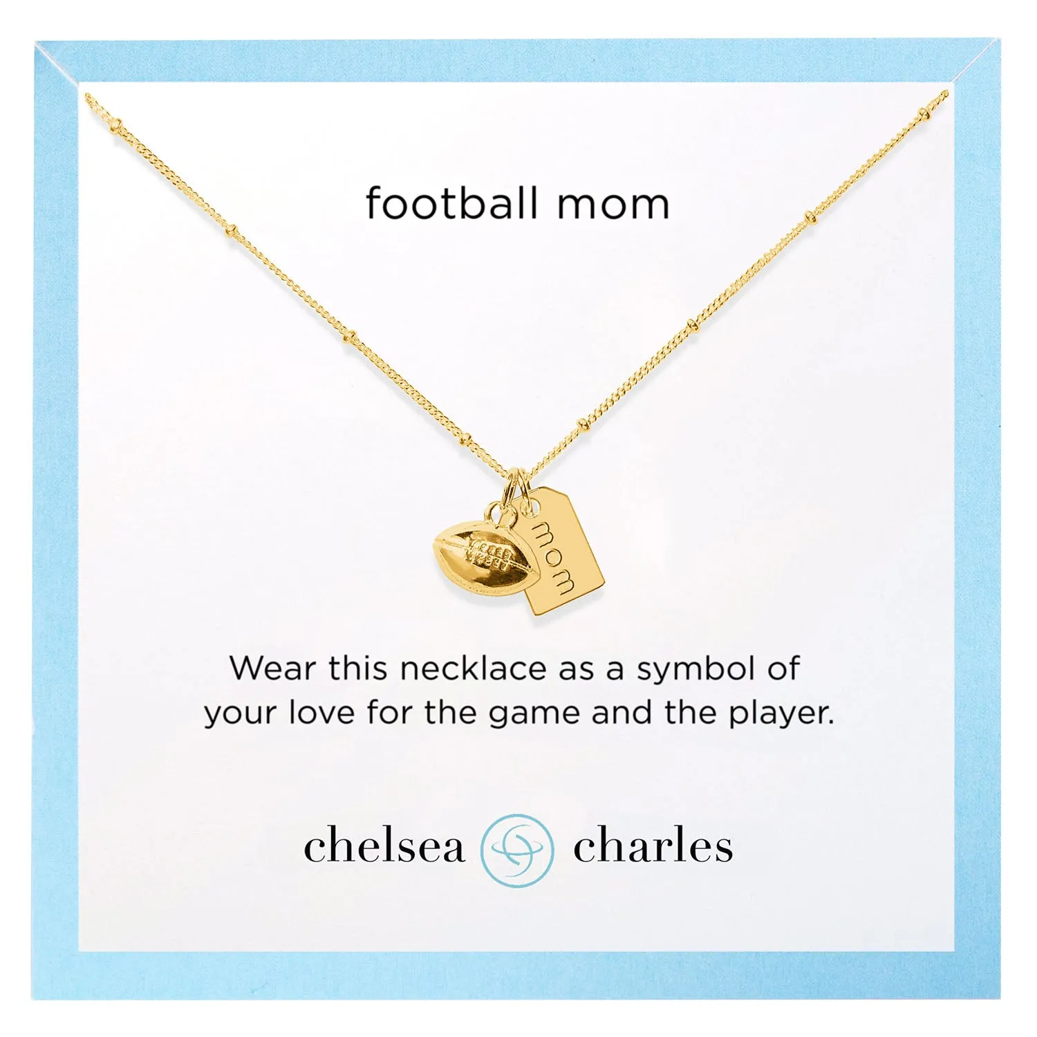 CC Sport Football Mom Gold Charm Necklace