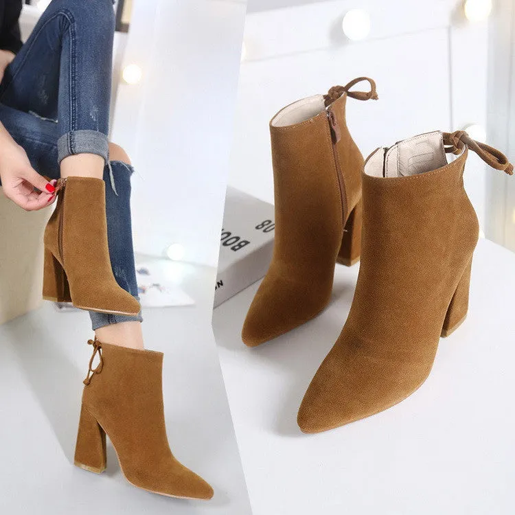 Cheap Ankle Boots Bandage Thick High-heeled Shoes For Ladies Martin Boots