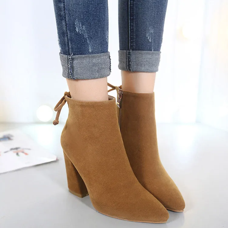 Cheap Ankle Boots Bandage Thick High-heeled Shoes For Ladies Martin Boots