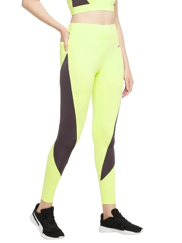 Clovia Women's Snug Fit Active Ankle Length Tights (AB0105P02_Yellow_XL)