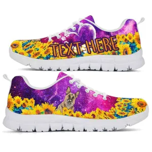 Custom Name German Shepherd Sneaker, German Shepherd Sunflower Galaxy Sneakers Running Shoes, Best Running Shoes