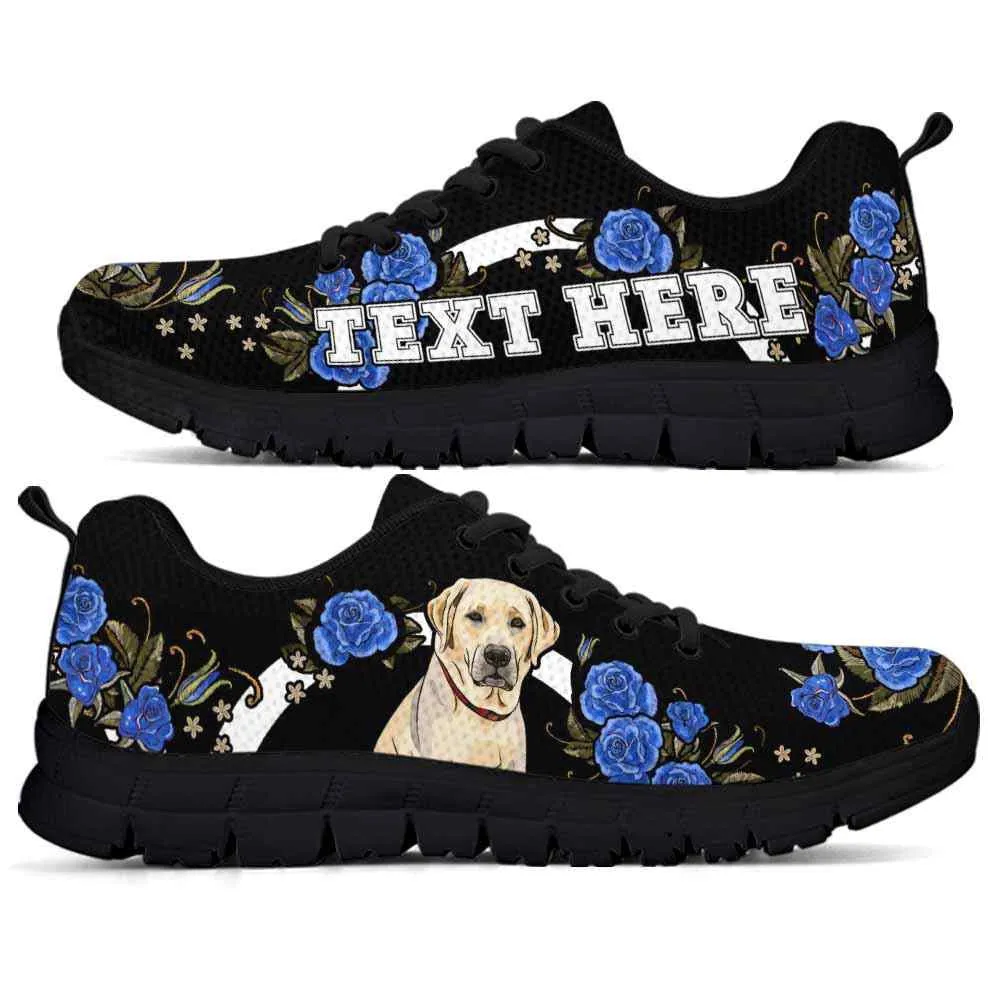 Custom Name Labrador Retriever Sneaker, Lab Dog Lovers Sneakers Gym Rose Blue Flower Running Shoes, Best Running Shoes