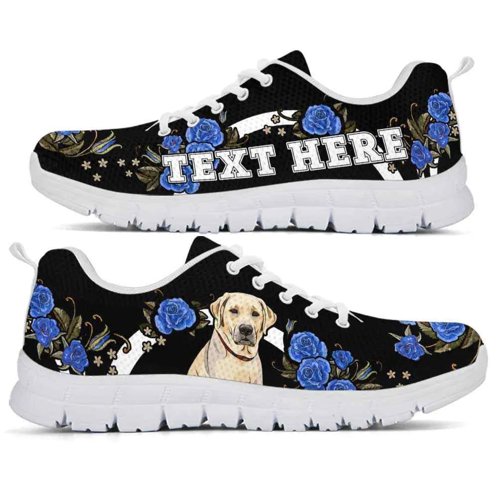 Custom Name Labrador Retriever Sneaker, Lab Dog Lovers Sneakers Gym Rose Blue Flower Running Shoes, Best Running Shoes