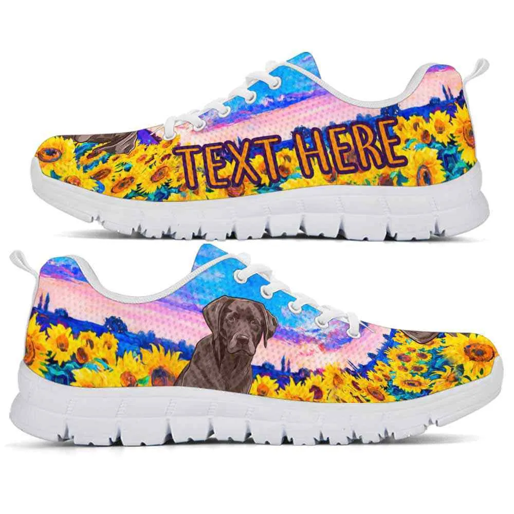 Custom Name Labrador Retriever Sneaker, Lab Sunflower Sky Sneakers Running Shoes, Best Running Shoes