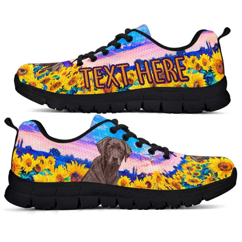 Custom Name Labrador Retriever Sneaker, Lab Sunflower Sky Sneakers Running Shoes, Best Running Shoes