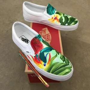 Custom Painted Tropical Slip On Vans